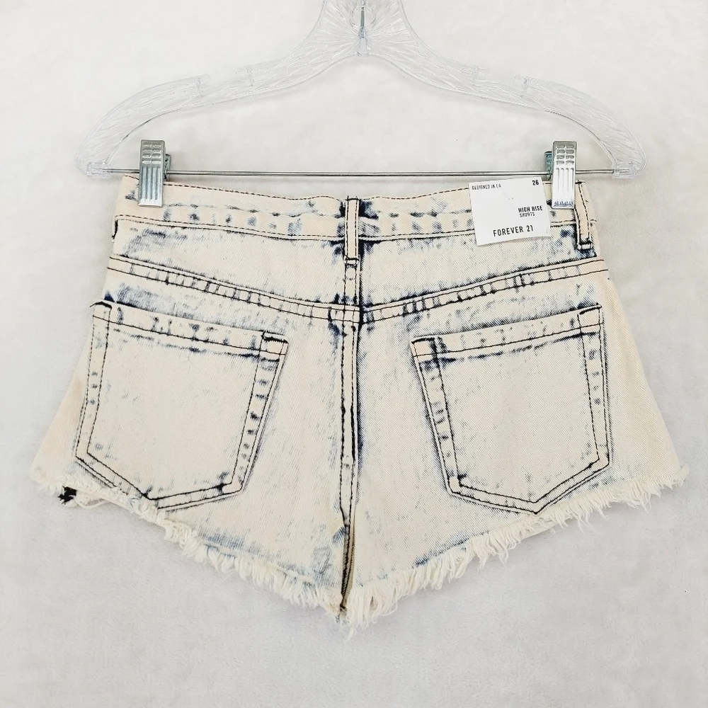 Forever 21 White & Blue A-Line Jean Shorts With Pockets 592 - Picture 3 of 9